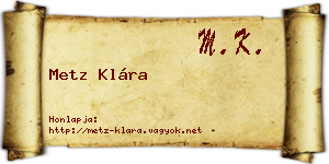 Metz Klára névjegykártya
